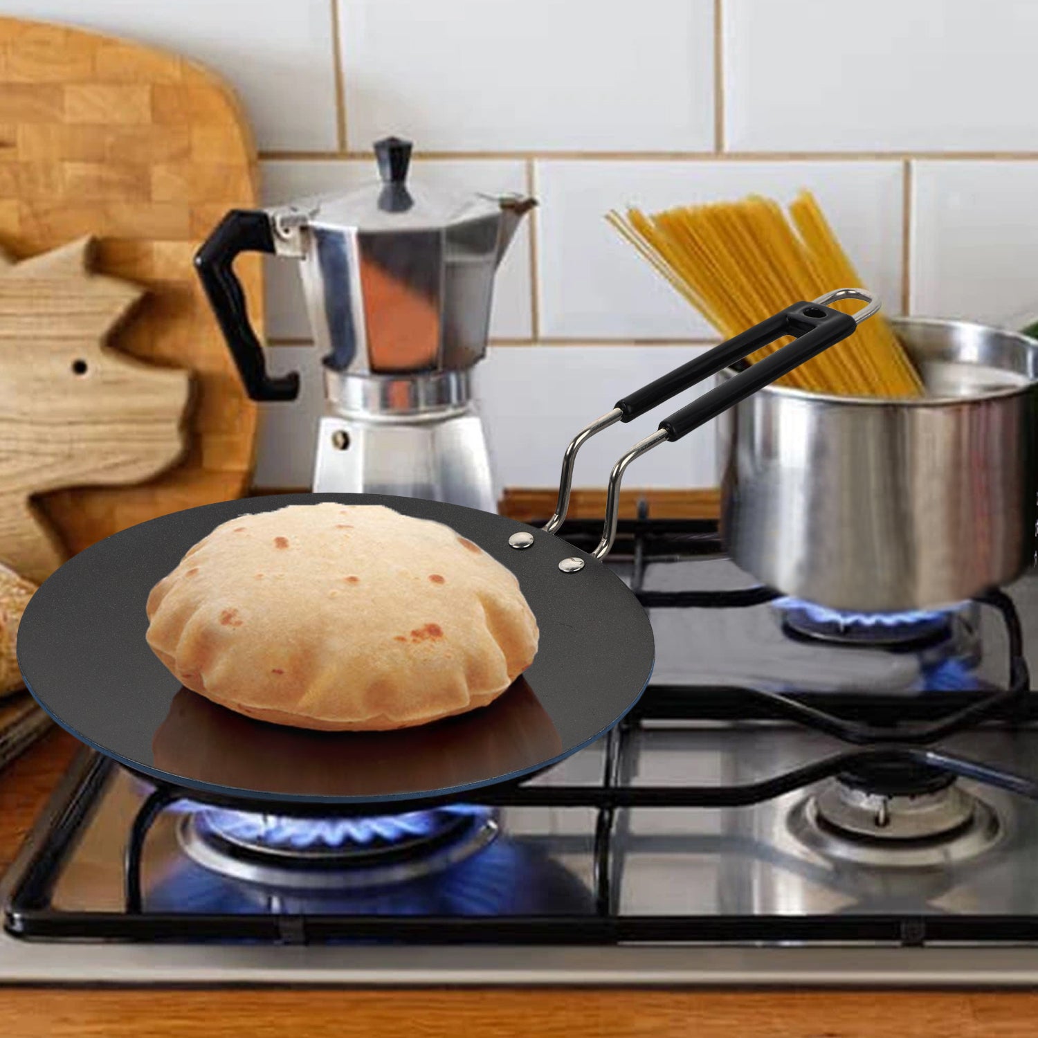 GREBLON Non Stick Roti Tawa (Gas Stove Compatible Only) - Blue, 26cm