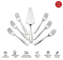 Stainless Steel Cake Server, Cake Serving Spatula - Set of 7 Pcs (1 Cake Server & 6 Forks)