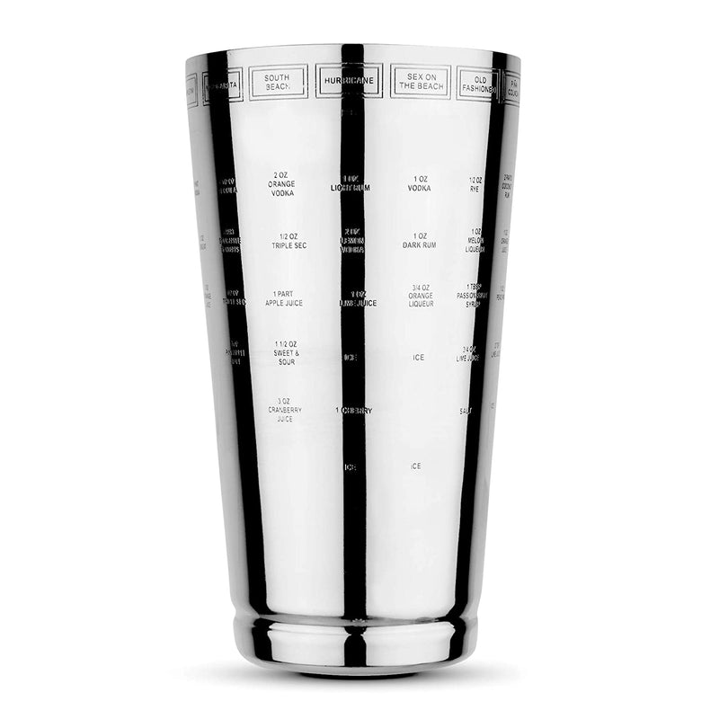 15 Drink Recipe Cocktail Shaker with Strainer - 1000 ml by Steren Impex