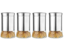 Glass - Food Storage Jars/Containers with Airtight Lid - Steel, 1100ml, Set of 4