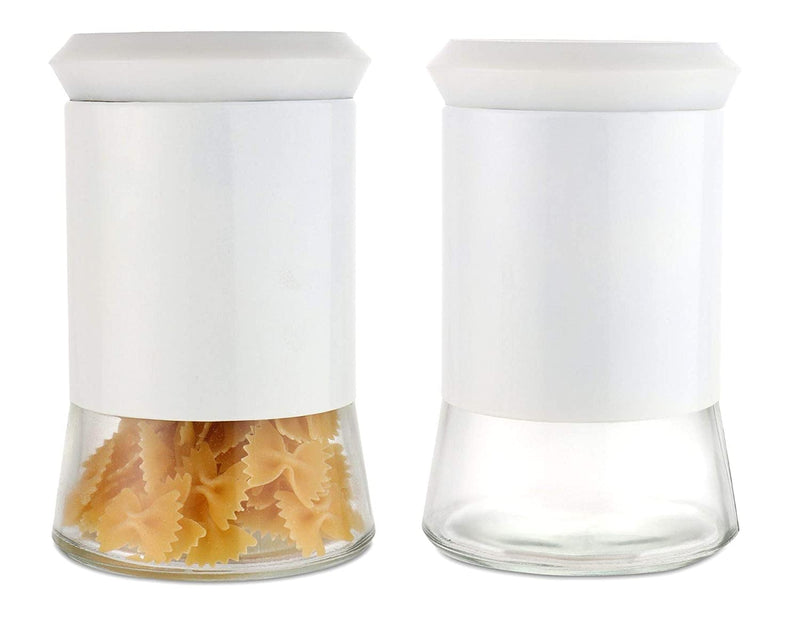 Food Storage Jar/Containers with Airtight Steel Lid - White, 1100 ml, Set of 2