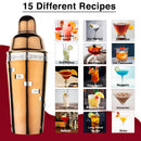 15 Drink Recipe Cocktail Shaker with Strainer (PVD Coated) - 1000 ml by Steren Impex