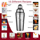 15 Drink Recipe Cocktail Shaker with Strainer - 1000 ml by Steren Impex