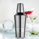 Cocktail Shaker with Built-in Bartender Strainer & Peg Measurer - Hammered Band, 500 ml