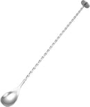 Stainless Steel Cocktail Mixing Spoon, Long Handle Spiral Design with Weighted Teardrop End (Set of 2)