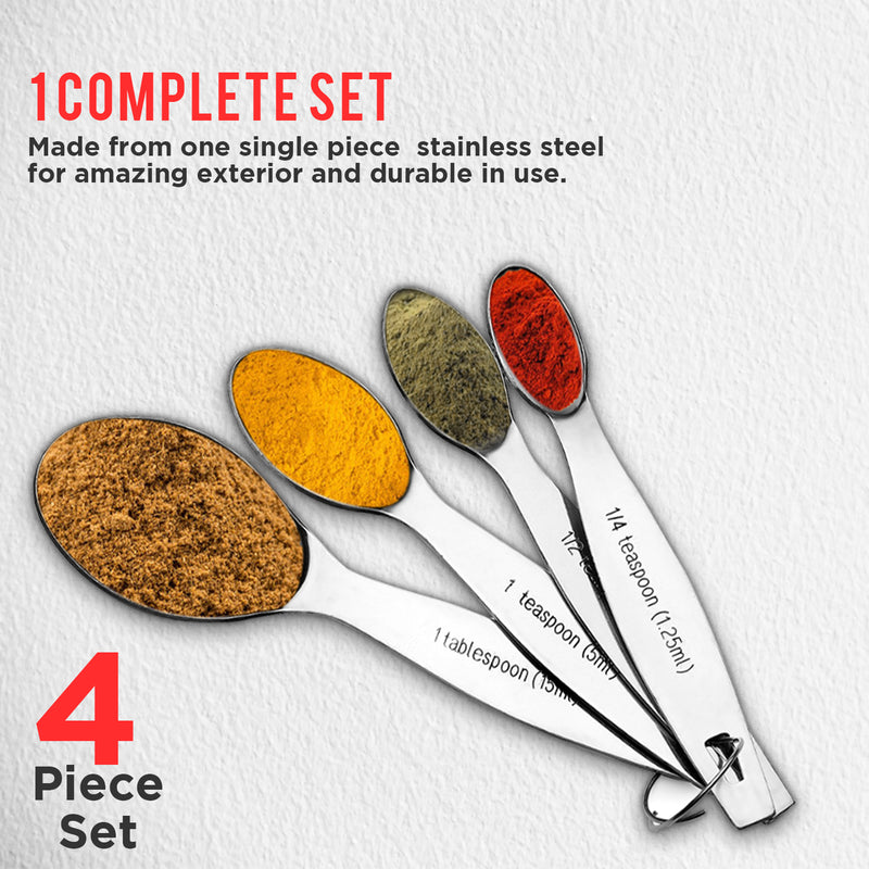 Stainless Steel Measuring Spoon - (Oval) Set of 4