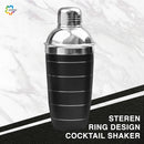 Stainless Steel Cocktail Shaker with Strainer - Ring Design, 500 ml