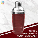 Stainless Steel Cocktail Shaker with Strainer - Ring Design, 500 ml
