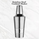Stainless Steel Cocktail Shaker with Strainer - Hammered Band, 500 ml