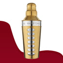 8 Drink Recipe Cocktail Shaker with Strainer (PVD Coated) - Gold, 750 ml by Steren Impex