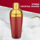 Stainless Steel - Pattern Design Cocktail Shaker Cherry & Gold (PVD Coated) - 500 ml