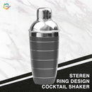 Stainless Steel Cocktail Shaker with Strainer - Ring Design, 500 ml