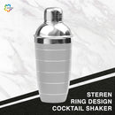Stainless Steel Cocktail Shaker with Strainer - Ring Design, 500 ml