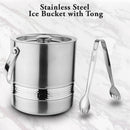 Stainless Steel - Double Wall Ice Bucket with Tong - Hammered Band