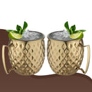 Stainless Steel Moscow Mule Beer Mug - Diamond Design, Brass
