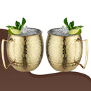 Stainless Steel Moscow Mule Beer Mug - Hammered Design. Brass