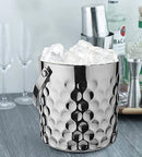 Steren Impex | Stainless Steel Coin Design Double Wall Ice Bucket with Tong with Set of 2 Drink Glasses