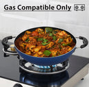 GREBLON Non Stick Kadhai with Glass Lid (Gas Stove Compatible Only) - Blue, 26cm