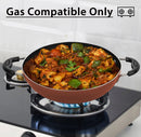 GREBLON Non Stick Kadhai with Glass Lid (Gas Stove Compatible Only) - Copper, 24cm