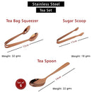Stainless Steel Tea Set - Tea Bag Squeezer, Sugar Scoop & 6 Tea Spoons