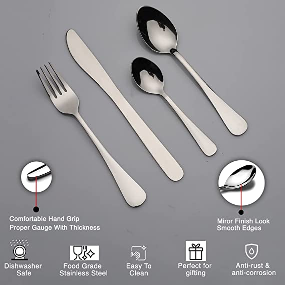 24 Piece Stainless Steel Premium Cutlery Set with Gift Box, Neo Design by Steren Impex