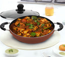 GREBLON Non Stick Kadhai with Glass Lid (Gas Stove Compatible Only) - Copper, 24cm