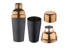 Stainless Steel Premium Black & Copper Bar Set for Drink/Gift, Ice Bucket, Cocktail Shaker, Ice Scooper, Peg Measure/Jigger & Tong with Set of 6 Drink Glasses