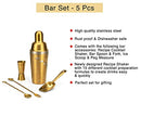 Steren Impex | 5 Piece Stainless Steel Barware Christmas/New Year Gift Set , Large - Gold PVD Coated Festival Gifting Set/Combo