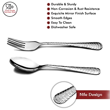 Hammered Table/Dinner Spoon & Dinner Fork - Nile, 6 Pieces Each