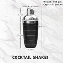 Black Ring - Cocktail Shaker with Strainer & Peg Measurer - 500 ml
