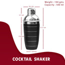 Stainless Steel Ice Bucket with Tong, Peg Measurer & Cocktail Shaker - Black Ring