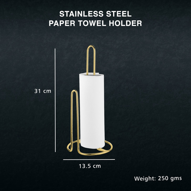 Stainless Steel Paper Towel Holder, Gold PVD Coated (Double Ring)