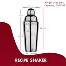 15 Drink Recipe Cocktail Shaker with Strainer - 1000 ml by Steren Impex