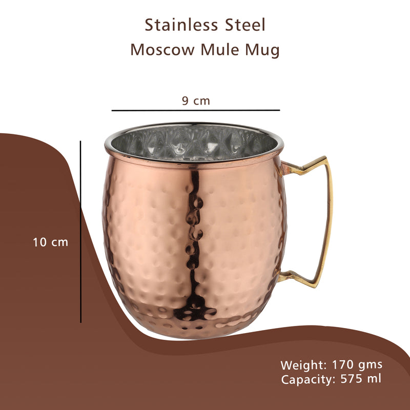 Stainless Steel Moscow Mule Beer Mug - Hammered Design, Copper