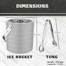 Stainless Steel Double Wall Ice Bucket with Tong - Off White | 2 Whiskey Glasses FREE