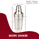 8 Drink Rotation Recipe Guide Cocktail Shaker with Strainer