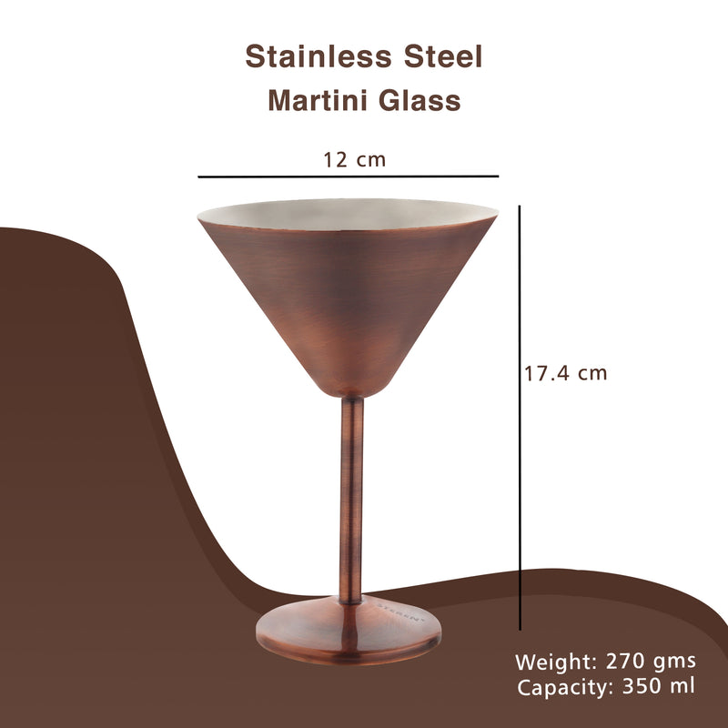 Stainless Steel Martini/Margarita Glasses - Matt, Set of 2