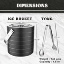 Stainless Steel Double Wall Ice Bucket with Tong - Ring Design