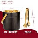 Stainless Steel Pattern Design Black & Gold Double Wall Bar Set - 4 Pcs | 4 Whiskey Glasses FREE