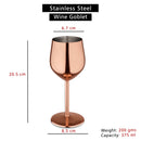 Stainless Steel Wine Goblet/Glasses Copper - Set of 2, 375 ml