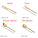 Ridge - Gold (PVD Coated) Premium Stainless Steel Cutlery - Matt, 24 Pcs Set