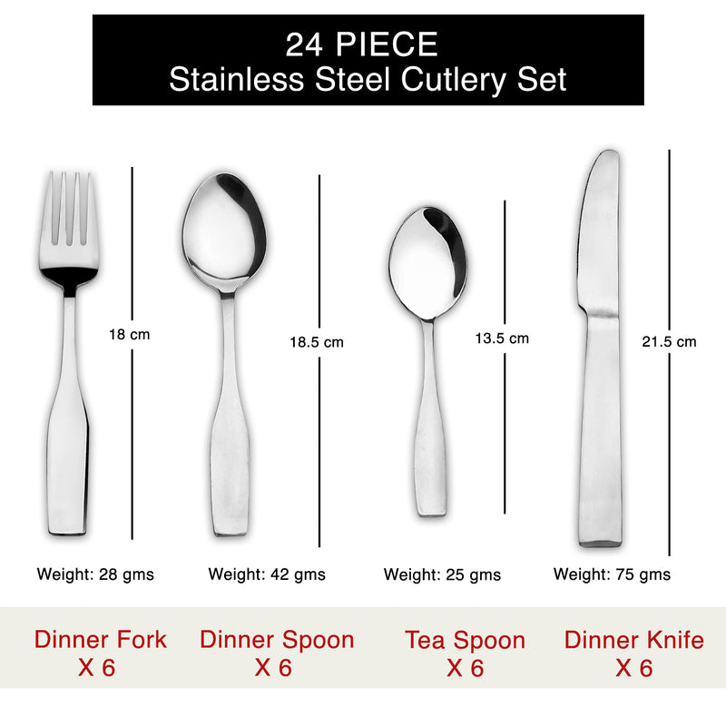 Lucas - Stainless Steel Premium Cutlery 24 Piece Set