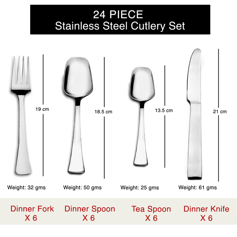 Arcade - Stainless Steel Premium Cutlery 24 Piece Set