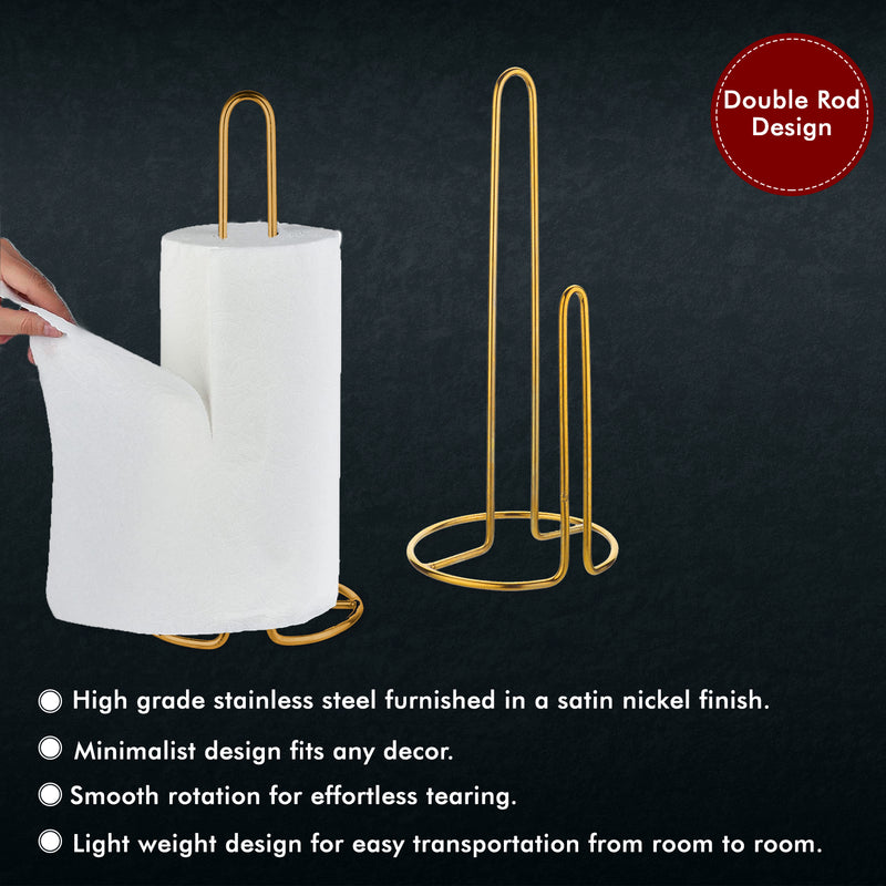 Stainless Steel Paper Towel Holder, Gold PVD Coated (Double Ring)