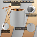 Stainless Steel - Double Wall Ice Bucket with Tong - Off White & Copper