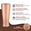 Stainless Steel Tall Hammered Double Wall Beer Glass/Tumbler - Set of 2