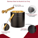 Stainless Steel Pattern Design Black & Gold Double Wall Bar Set - 4 Pcs | 4 Whiskey Glasses FREE