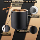 Stainless Steel - Double Wall Ice Bucket with Tong - Black & Copper | Upto 4 Whiskey Glasses FREE