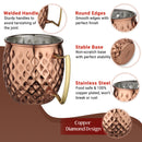 Stainless Steel Moscow Mule Beer Mug - Diamond Design, Copper