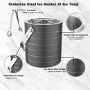 Stainless Steel Double Wall Ice Bucket with Tong - Gun Metal | 2 Whiskey Glasses FREE
